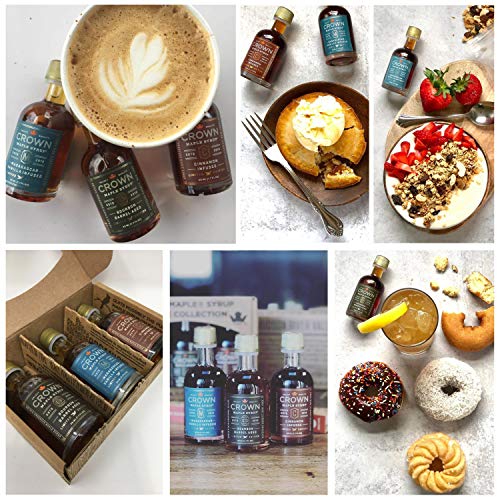 Crown Maple Syrup Sampler - Classic Trio Maple Syrup Collection And Infused Pure Maple Syrup Trio Bundle Bourbon Maple Syrup Gift Set Mini Maple Syrup Pure Syrup Sampler #TOP6