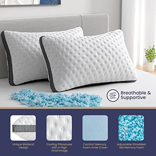 Bedstory Cooling Pillows King Size Set Of 2, Cooling Gel Memory Foam Bed Pillows, Medium Firm Pillows For Sleeping, Cooling & Smooth Washable Cover, Certipur-Us Certified #TOP4