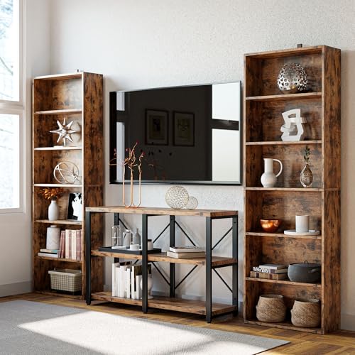 Image of IRONCK Industrial Bookshelves and Bookcases Floor Standing 6 Shelf Display Storage Shelves 70 in Tall Bookcase Home Decor Furniture for Home Office, Living Room, Bed Room, Vintage Brown