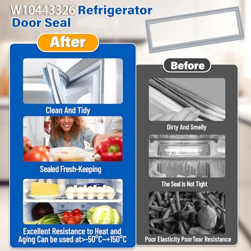 Image of 34.2 inchx8.7 inch WPW10443326 W10443325 Refrigerator Door Gasket Replacement Compatible with Whirlpool Maytag WRX735SDBM00 GZ25FSRXYY5, W10294107 Pantry Drawer Gasket Replace W10443326 Seal - Unbent