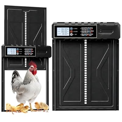 Extra Large Automatic Chicken Coop Door, Battery Powered Chicken Door with Timer & Manual Control, LED Screen, Anti-Pinch & Low Battery Reminder, IPX45 Waterproof Aluminum Auto Electric Chicken Door