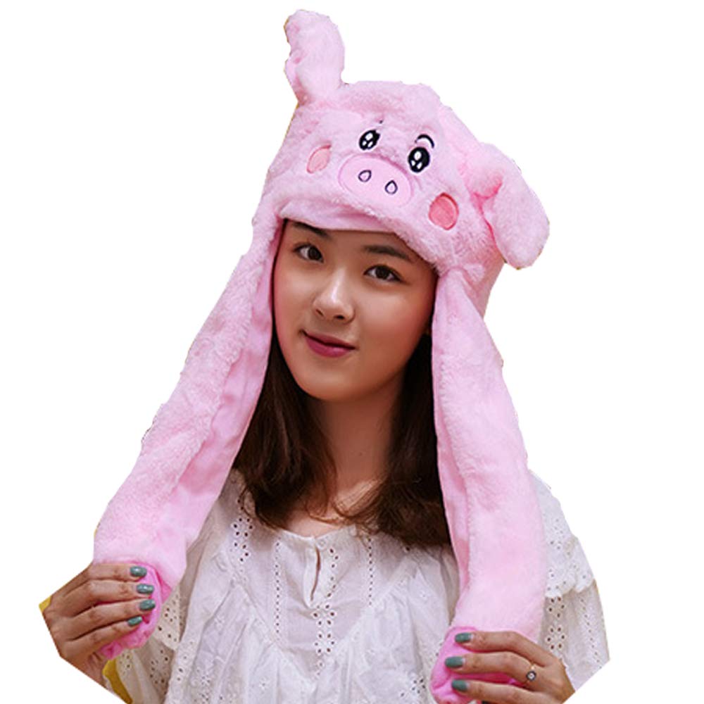 YEKEYI Animal Hat Ear Moving Jumping Hat Pop Up Ears Plush Hat Cap Headband for Women Girls