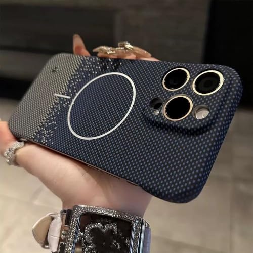 Coque fibre de carbone iPhone 14 Plus bleu ultra-mince anti-choc sans cadre