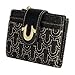 True Religion Women's Mini Wallet, Horseshoe Logo Small Compact Clutch Purse, Black, One Size