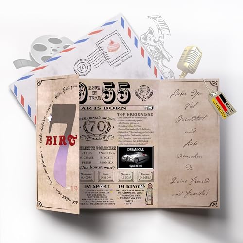 DUOMIO aufklappbare Geburtstagskarte schöne Fensterfalz Geburtstagskarte (20x20cm) ink. passendem Umschlag | Geburtstagskarte Frau & Geburtstagskarte Mann | 300g/qm (‎70. Geburtstag)