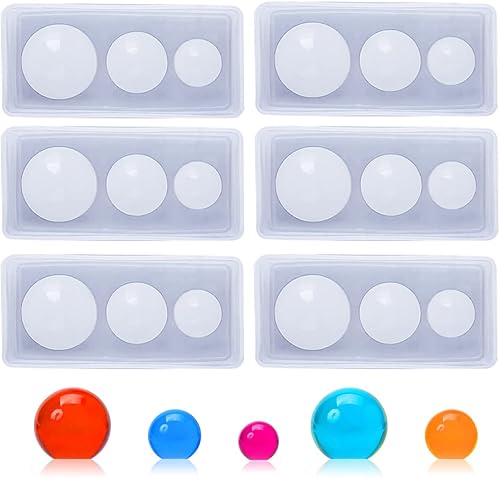 6 moldes de resina de silicona de esfera pequeña, molde de fundición de resina epoxi TuNan Ball para collares, colgantes, aretes, joyería,