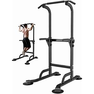 Power Tower Dip Station pull up bar freestanding, Height Adjustable Exercise Equipment Fitness Workout Station Pull Up Bar frame for Home Gym