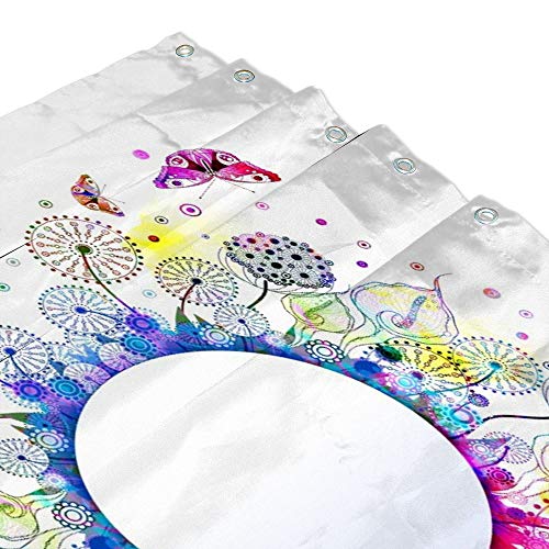 Rideau de douche imperméable motif floral et papillon en polyester 180x180cm - 4