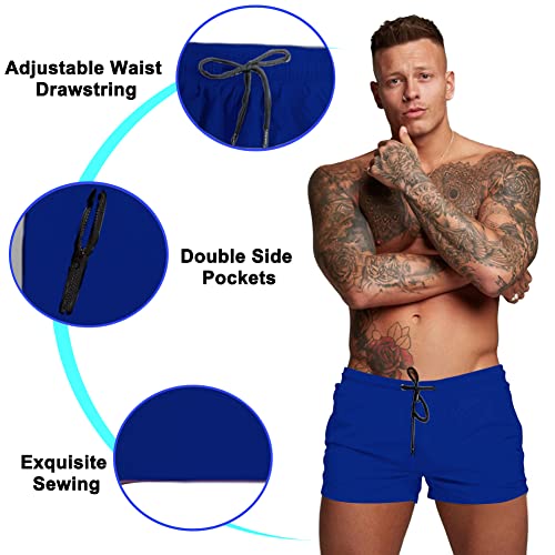 Men's Swim Trunks Quick Dry Swim Shorts Summer Swimwear Mens Sports Beach Shorts with Mesh Lining and Zipper Pockets Sapphire4