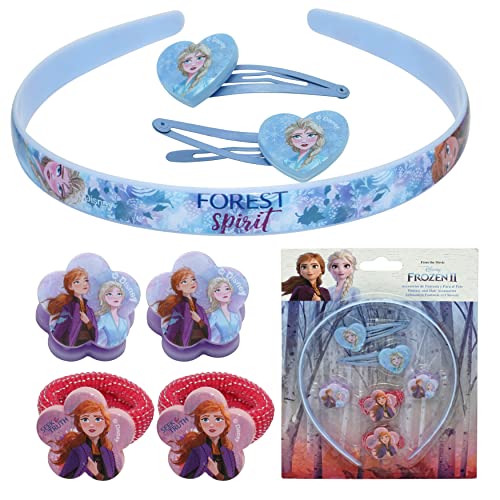 La Reine des Neiges Lot de 7 serre-têtes en caoutchouc, ruban, nœud, pince élastique