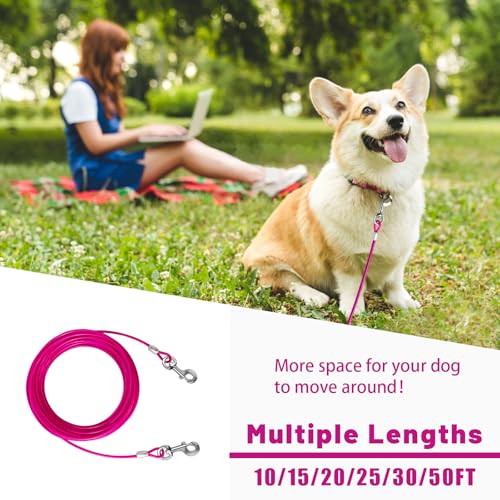 Cable de amarre para perros de alambre de acero rosa y cadenas de perro para patio exterior 8