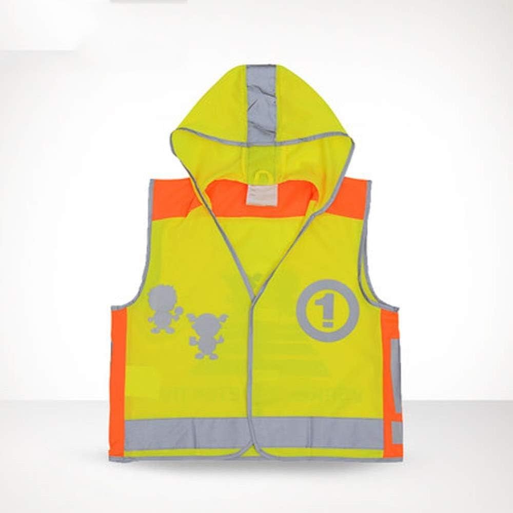 LQ Lostgaming Reflective Vest Children's Hooded Color Bright Coat Breathable Comfort Reflective vests (Size : M),Size:Large safety vests
