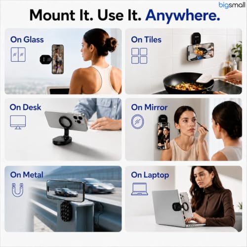 Image of Bigsmall Compatible Car Mobile Holder Magnetic Dashboard Phone Mount with 360 Rotation | Strong Magnet Car Phone Stand for iPhone & Smartphones (Blue)