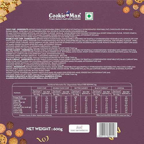 Image of Cookieman Happy Birthday Assorted Cookies Gift Tin - 600 Gram | Chocolate Chip, Double Choco Chip, Butter Cashew, Black Currant & Mocha Cookies, Perfect For Special Occasions & Gifting