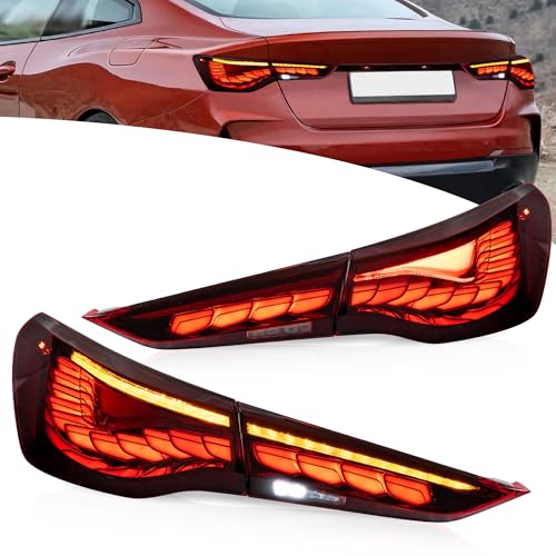 VLAND OLED Rear Lights Compatible With 4 Series G22/G23/G26, M4 G82 G83 2021-2023, Tail Lights Assembly w/Startup dynamic display - Red