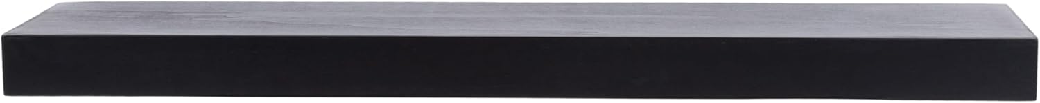 Kate and Laurel Havlock Modern Natural Floating Shelf; 36 x 8; Black; Functional Bathroom and Kitchen Shelf for Storage and Display of Picture Frames or Plants