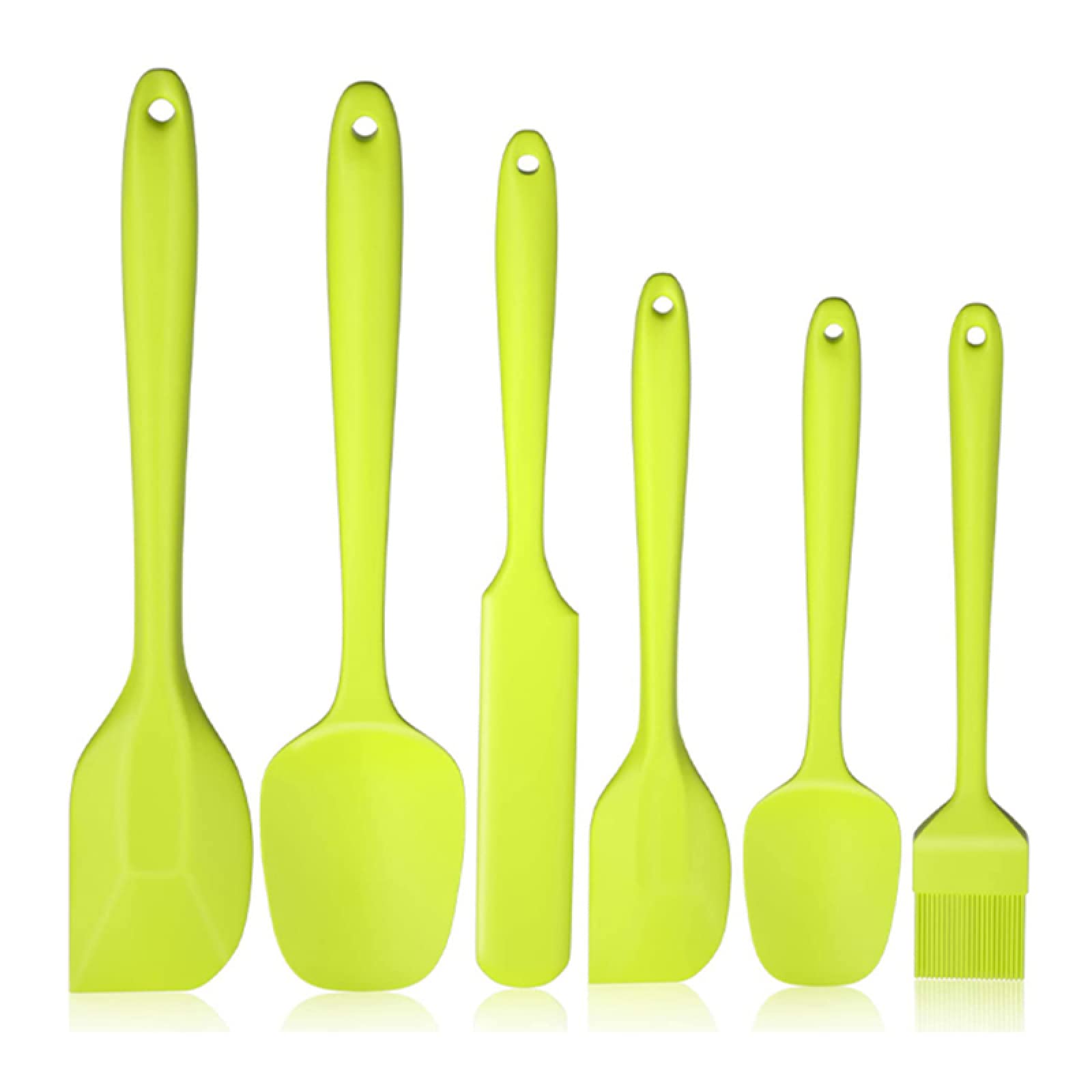 Ustensiles de cuisine silicone antiadhésifs sans BPA : lot de 6 avec boîte de rangement verte