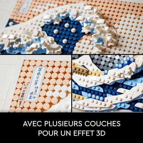 LEGO ART Hokusai – La Grande Vague, Set de Décoration Murale Japonaise, Tableau Océan, Loisir Créatif pour Adultes, Intérieur DIY, Décor Bureau 31208
