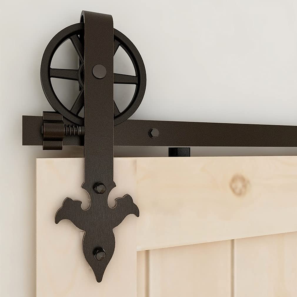 Buy 4FT/121cm Vintage Big Wheel Wood Sliding Barn Door Track Kit Rail