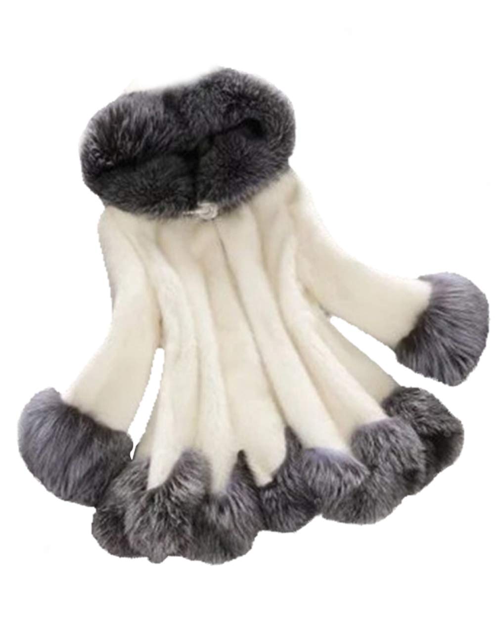 Faux Fur Coat With Hood For Women(White 2X)
