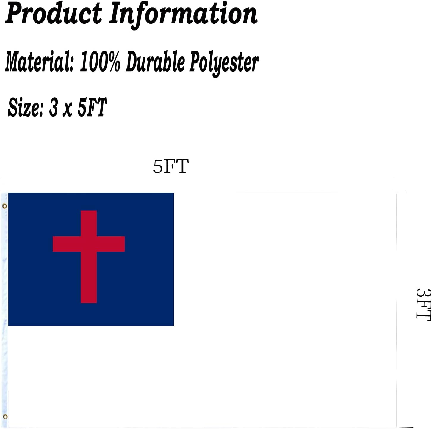 Christian Flag 3x5 Double Sided Outdoor Christianity Cross Church Jesus Faith Heavy Duty 3 Ply Polyester Material with 2 Metal Grommets, 4 Rows of Stitching - Image 7