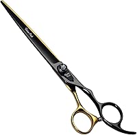 Vista 12 de Fenice Peak Juego de tijeras de aseo de perros de dos colores negro y dorado de 7 pulgadas, tijeras curvadas y chunker de adelgazamiento, juego de 4