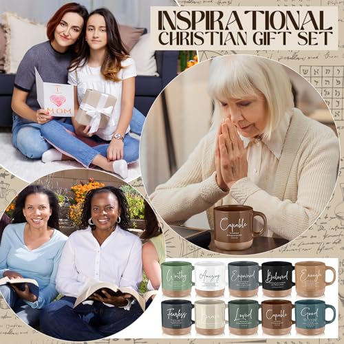 Set de 10 tazas cristianas de cerámica estilo Morandi 13 oz miniatura 5