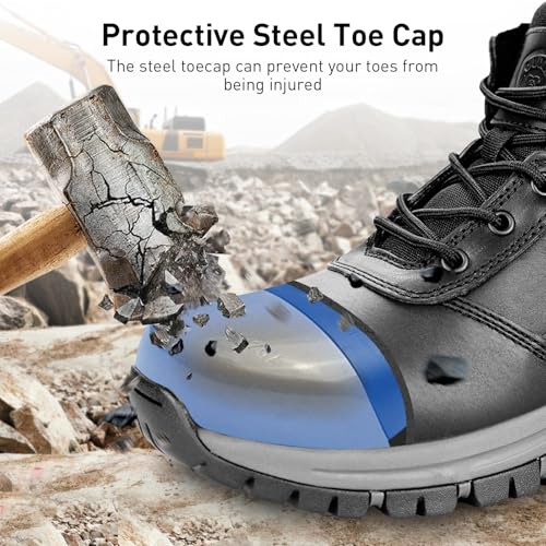 OUXX Mens Work Boots, Side Zipper, Steel Toe Shoes, Anti-Slip Rubber Sole, Puncture-Proof(OX2518)3