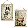   URLLUAE-Vintage-Snowman-Reindeer-Wall-Art-winter-Wall-Art-Poster-Hanger-Frameretro-Christmas-DecorVintage-Christmas-Decor-Christmas-Wall-Decor-for-Bedroom-Home-Office-12x16-Inch