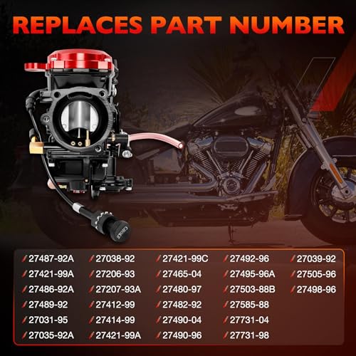 Image of CV40 Carburetor Compatible with 1988-2006 Harley Davidson Sportster 883 1200 XL883 XL1200, Fits 1988-2016 Dyna & FXR, 1988-2017 Softail, 1988-2016 Touring Electra Glide Fatboy, Replaces 27490-96