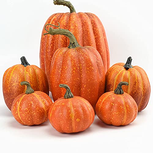 Moda y Accesorios, DVD 7 Cien Piezas De Calabaza Decorativa De Halloween Decoración De Vegetales Falsos Artificiales -Calabazas Artificiales- Decoración De Estatua De Calabaza Para...