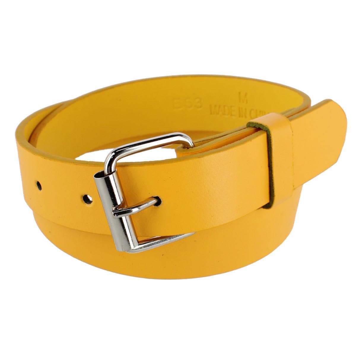 CTM Kids' Solid Bold colour Belt with Roller Buckle, Large, Yellow