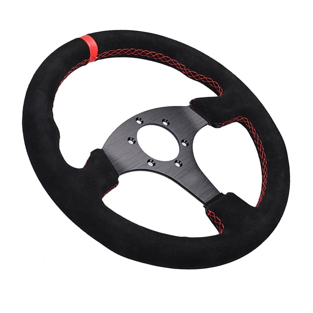 Kierownica samochodowa, uniwersalna kierownica samochodowa sportowa 13 cali 330 mm wyścigowa taca imitacja skóry Karting (kolor: 6028BK MS YL YL)