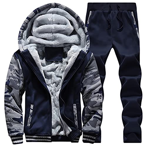 Tute Neve Complete Traje de Invierno para Hombre, Chaqueta de de Talla Grande, Pantalones gruesos, suéter cálido de terciopelo, conjuntos de Ropa Deportiva Completo per Allenamento Calcio