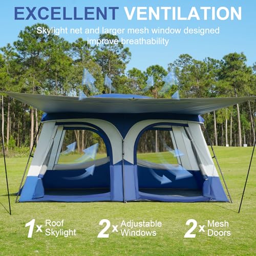 Image of Vidalido Tents，6-8 Person Camping Tent with Extended Vestibule，2 Room Weather Resistant Family Tents，Easy Install Waterproof Outdoor Tent for Backpacking and Camping Hiking