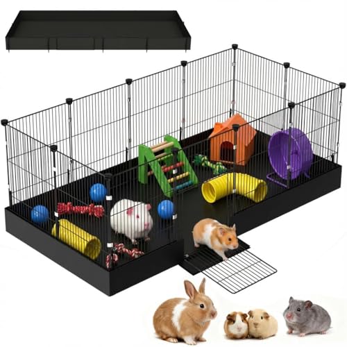 SNAAT Guinea Pig Cages DIY Small Animal Playpen with Waterproof Liner, Expandable Cage for Guinea Pigs, Metal Wire Yard Fence Rabbit Cage
