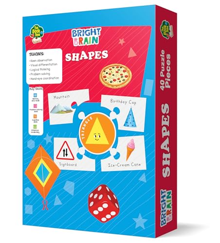 Image of The Book Tree Bright Brain Shapes Puzzle - Learn & Recognise Shapes with 40 Puzzle Pieces - Engaging Activity for Kids Age 3+ - Gift Box by Majestic Book Club