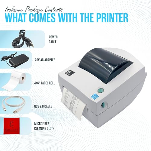 Image of GC420D Zebra Direct Thermal Label & Barcode Printer - 1 Year Warranty - with 20V, USB 2.0 Cable & Microfiber Cleaning Cloth- Parallel /Serial /USB Connectivity (Renewed)