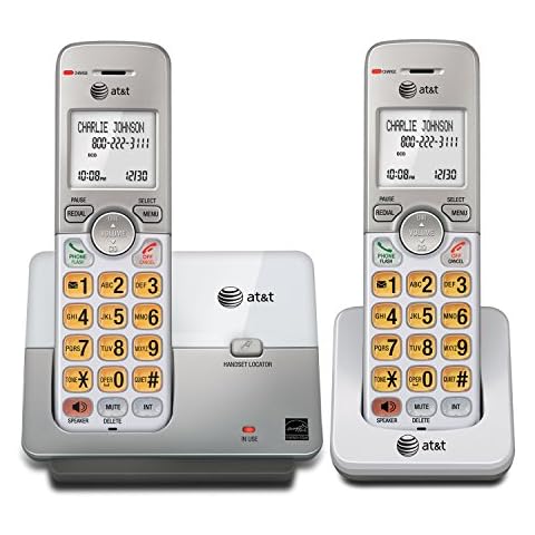 AT&T EL51203 2 Handset DECT 6.0 Cordless Home Phone Full-Duplex Handset Speakerphone, Backlit Display, Lighted Keypad, Caller ID/Call Waiting, Phonebook, Eco Mode, Voicemail Key, Quiet Mode,Intercom Cover