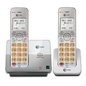 AT&T EL51203 2 Handset DECT 6.0 Cordless Home Phone Full-Duplex Handset Speakerphone, Backlit Display, Lighted Keypad, Caller ID/Call Waiting, Phonebook, Eco Mode, Voicemail Key, Quiet Mode,Intercom