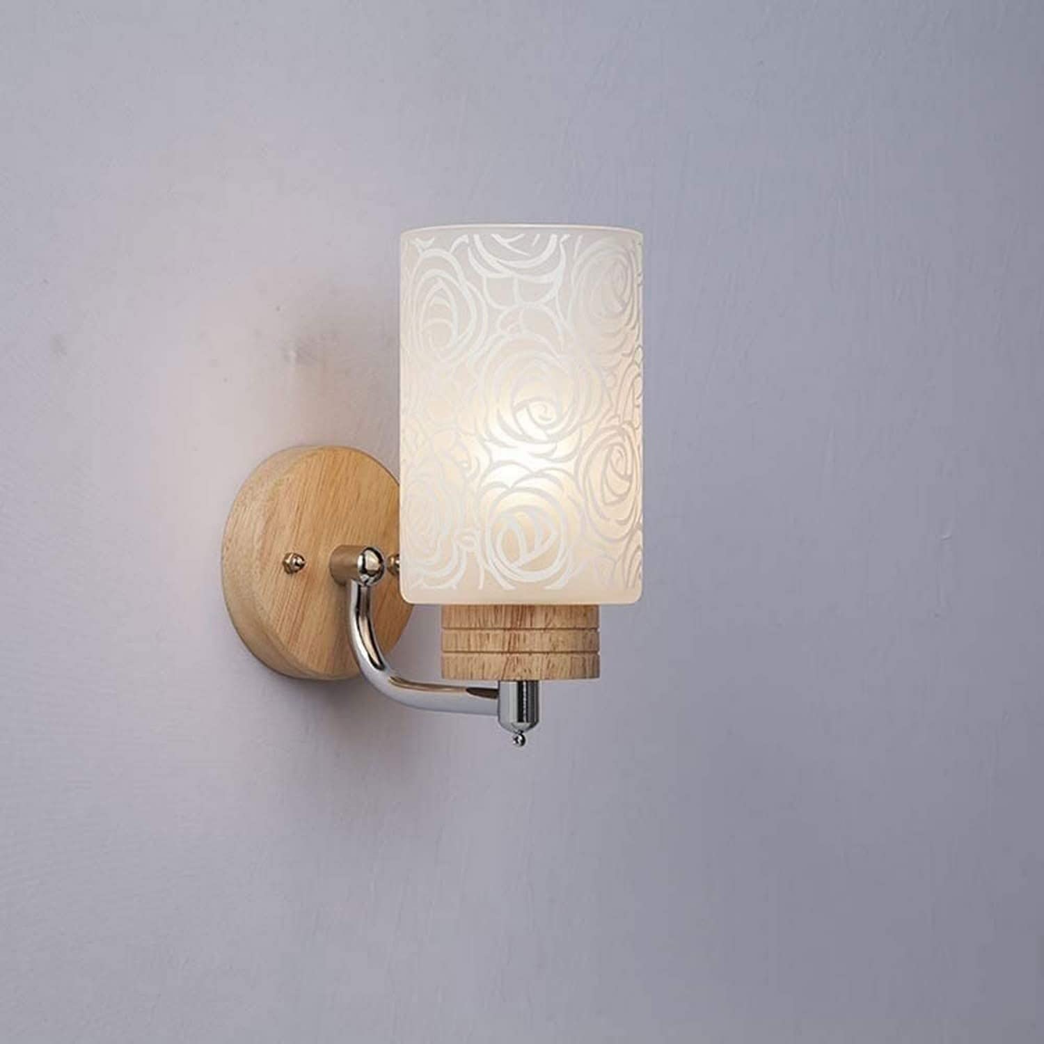 VDOQTLJT Wall Sconces Light Modern Wood Sconce Chinese Glass Chrome Bedroom Bedside Lamp - Mount Fixture Compatible with Living Room Villa Porch Loft Cafe Lighting