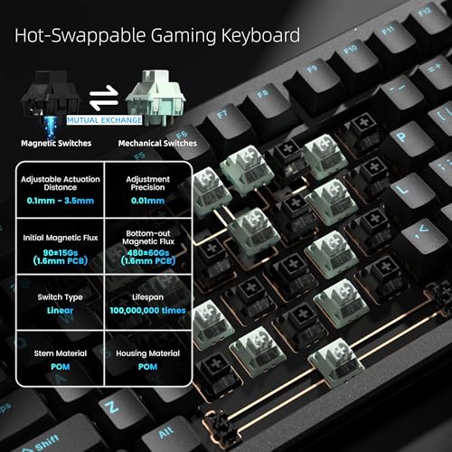 Image of Womier SK75 TMR /HE Keyboard Gaming 75% Hall Effec, Wireless Mechanical Keyboard Rapid Trigger Custom Magnetic Switch Keyboards with 8000 Hz Hot Swap, BT /2.4G /USB-C with Mac Windows Linux (Aluminum)