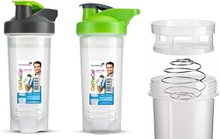 Homeshopa Shaker Bottle, 700ml Protein Shaker Bottle with Mixer Ball for Supplement Shakes, Leak-Proof Screw-On Lid & Secure Drinking Flip Cap, BPA Free Large Sport Gym Blender Bottle-Pack of 2