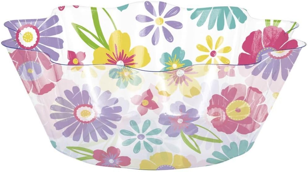 Hoffmaster Spring Flowers 8-inch Clear Fluted Plastic Bowl