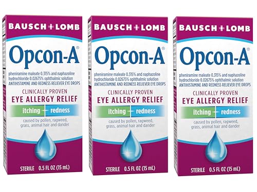 opcon-a allergy eye drops antihistamine and redness relief for itchy red eyes soothes irritation from pollen ragweed grass animal hair amp dander clinically proven formula 05 fl oz pack of 3