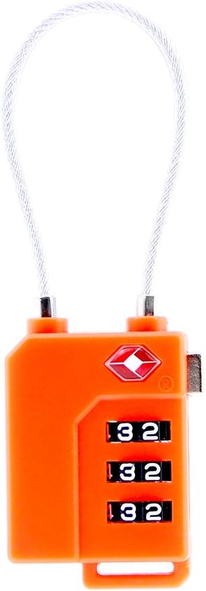 Polysun TSA Approved 3 Digit Combination Lock for School Employee Gym & Sports Locker, Outdoor Fence & Storage - Padlock - Easy To Set Your Own Resettable Number Combo - Metal & Plated Steel(Orange)