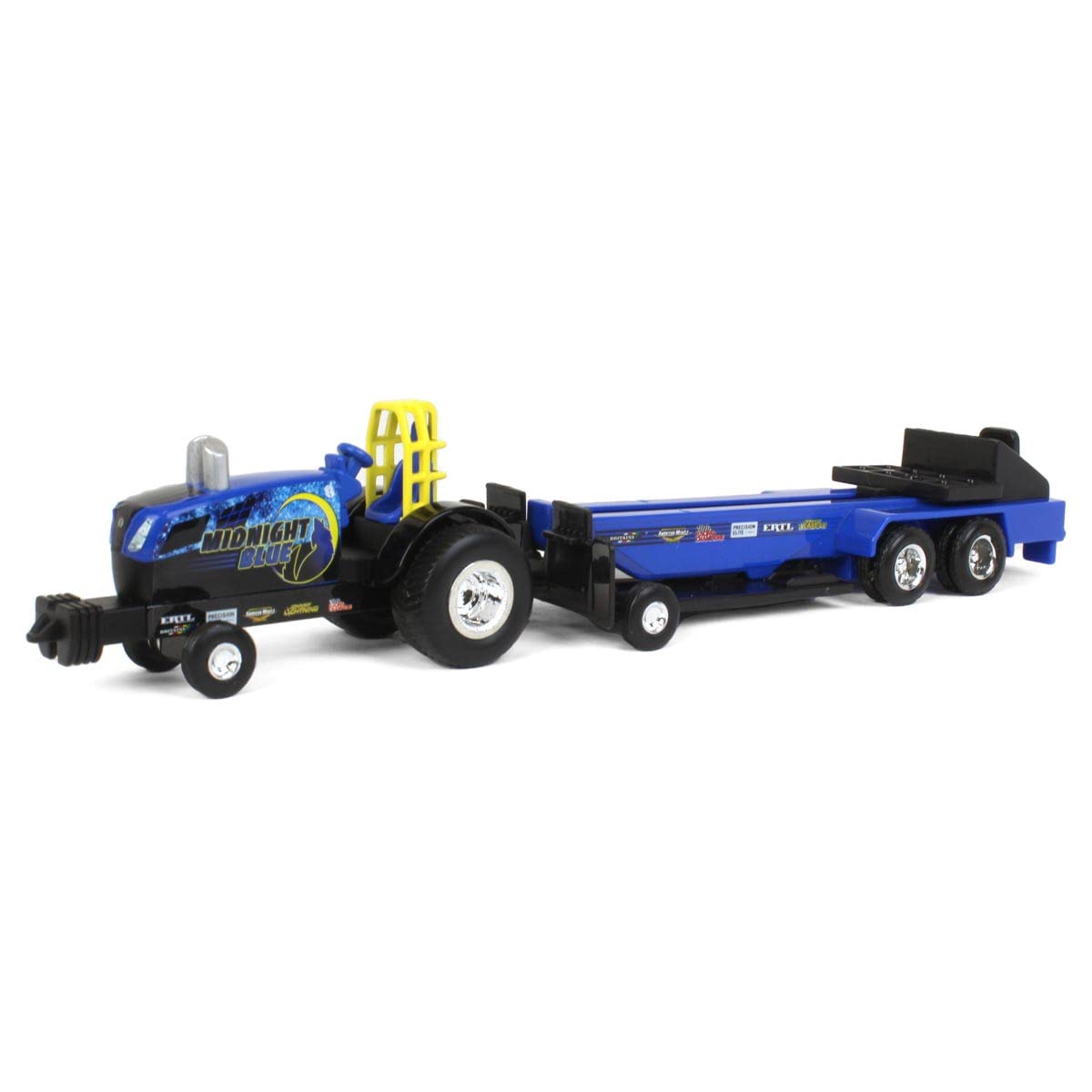 Agriculture 1/64 New Holland Midnight Blue Pulling Tractor with Pulling Sled