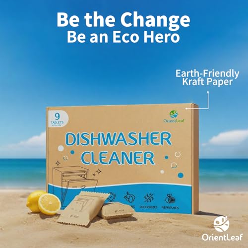 Image of ORIENTLEAF Dishwasher Cleaning Tablets, Lemon Scent 9 Month Supply, Dishwasher Cleaner and Deodorizer, Dish washer Descaler