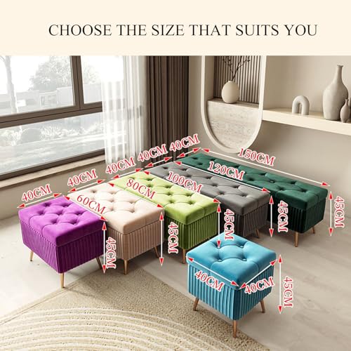 Banc ottoman de rangement avec pieds dorés pour optimiser l'espace