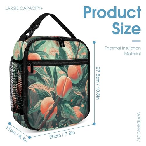 Peach on The Branch Printed Backpack With Lunch Pack Storage Box Case 3pcs Lightweight Travel Backpack4
